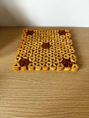 Handmade Wooden Mosaic Trivet - Two Tone